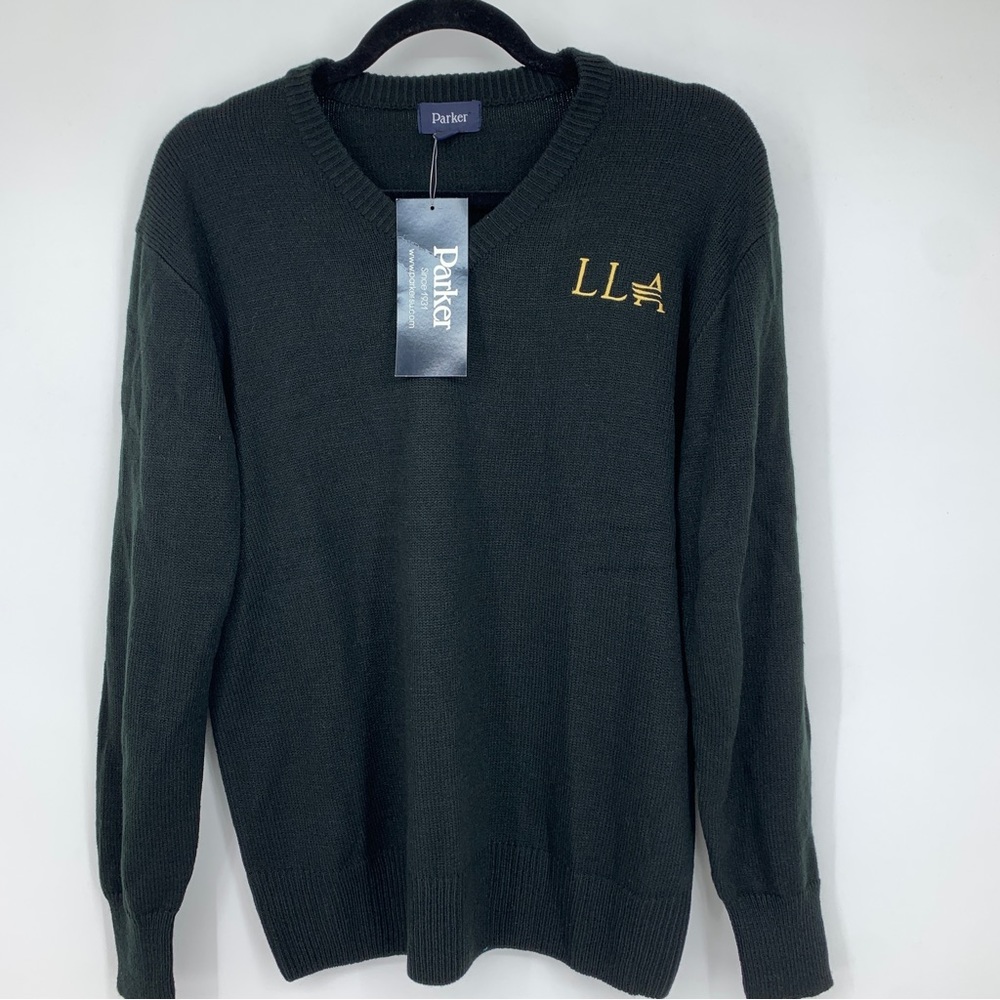 Parker Mens Small V-neck Pullover Sweater Black Preppy Casual Business NEW‎